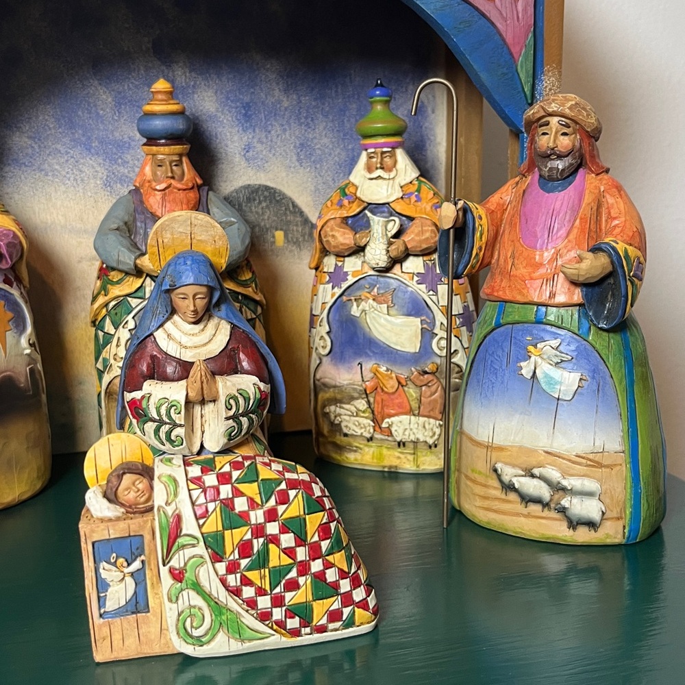 Jim Shore Joy to the World Vintage 2003 Set of 8 Folk Art Nativity Scene Set - Picture 3 of 13